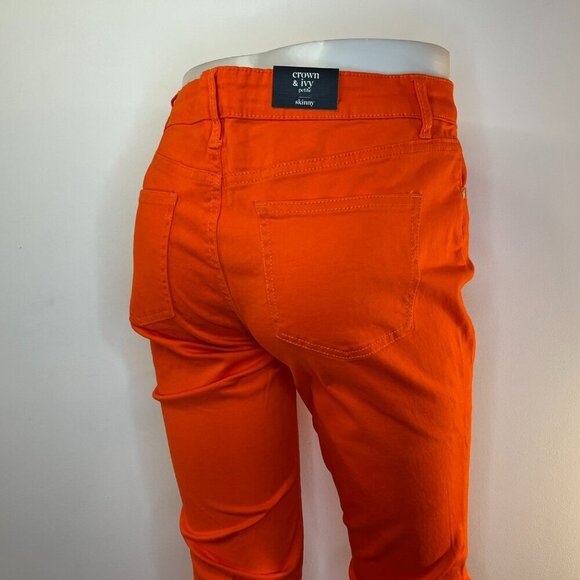 CROWN & IVY Women's Tangelo Orange 5-Pocket Pants - Size 4P - NWT $59.50 - Picture 3 of 5